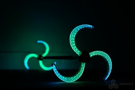 Inspirate Sacred LED dragon staff with semicircular sacred-geometry petals
