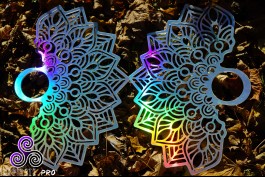 mandala holographic fans with sacred geometry