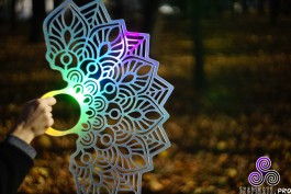 mandala holographic fans with sacred geometry