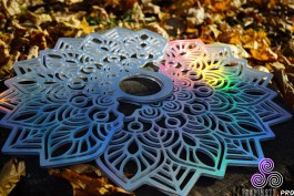 mandala holographic fans with sacred geometry